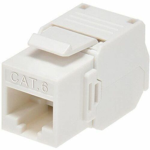 Monoprice Cat6 RJ45 Toolless 180-Degree Keystone Jack for 22-24AWG Solid Wire, White - 15656