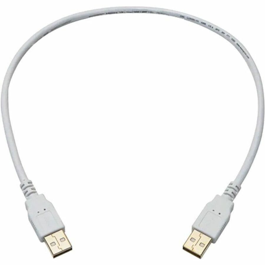 Monoprice USB-A to USB-A 2.0 Cable - 28/24AWG, Gold Plated, White, 1.5ft - 8609