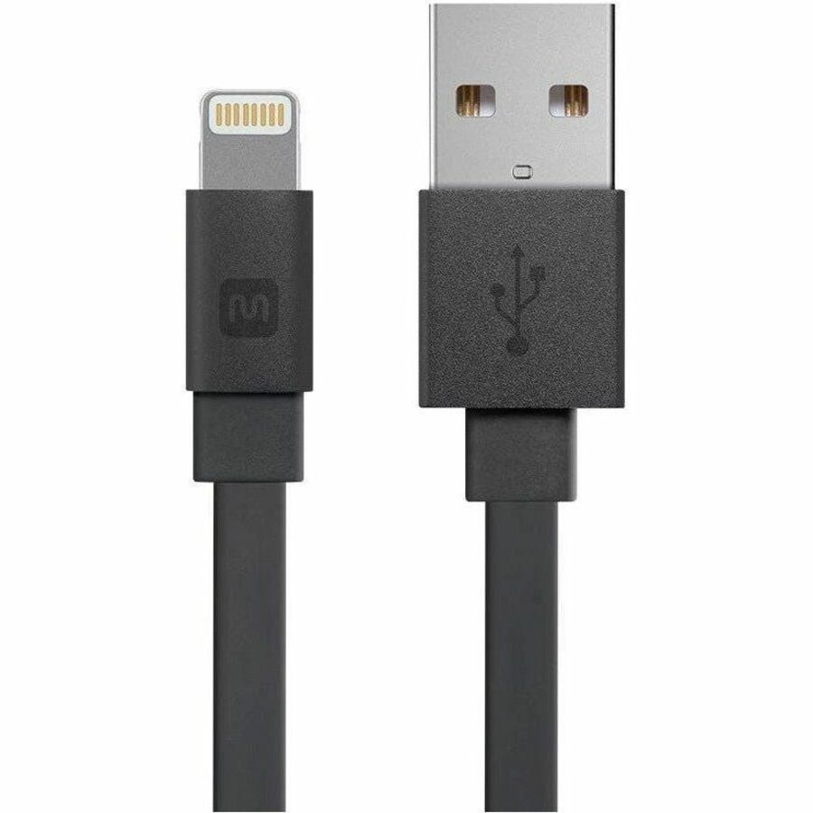 Monoprice Premium Flat Apple MFi Certified Lightning to USB-A Charging Cable - 3ft Black - 12857