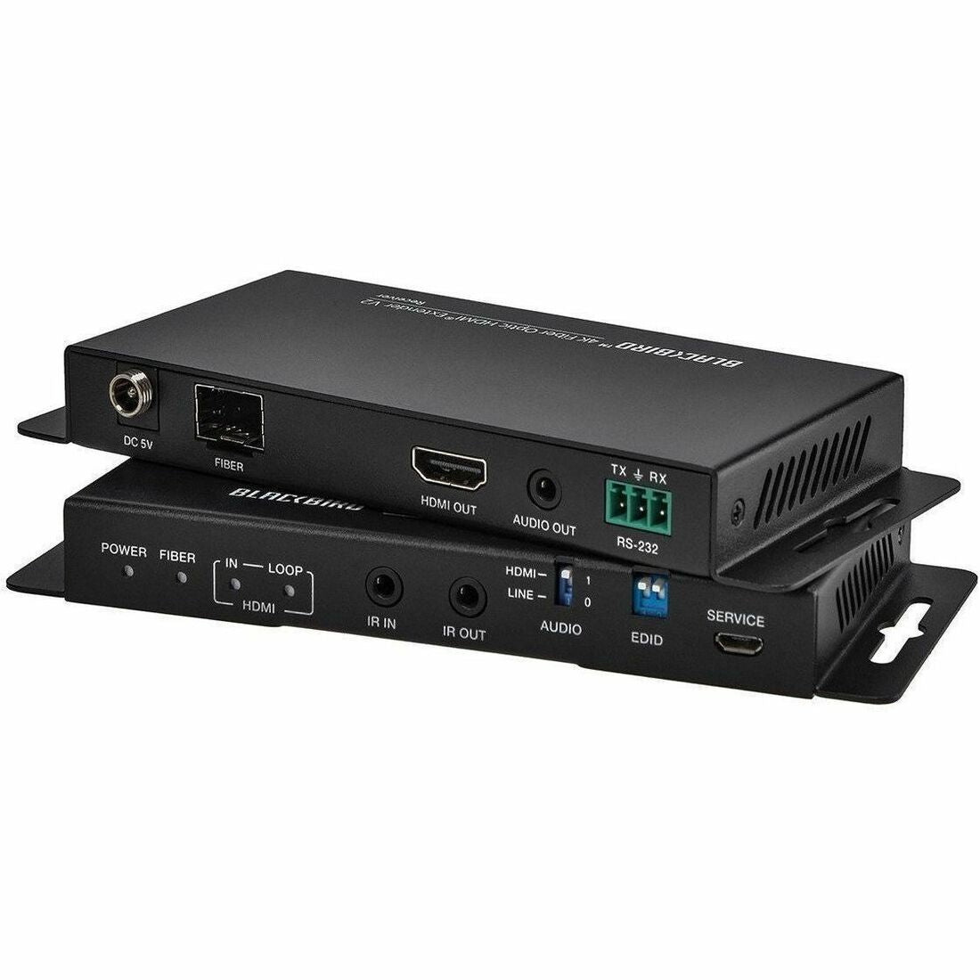 Monoprice Blackbird 4K60 Video Extender with HDMI over Fiber Optic Cable up to 33,000 feet (10,000m), Supports IR and RS-232 - 24279
