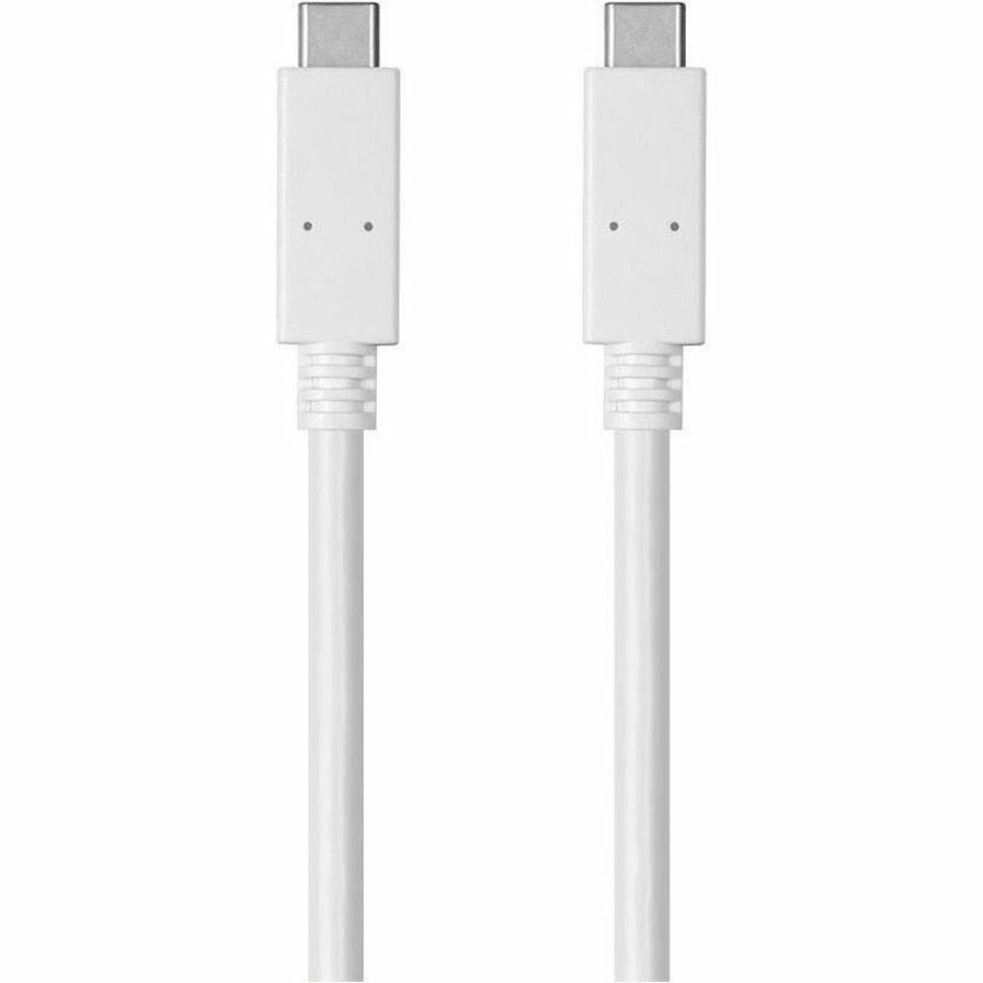 Monoprice Essentials USB-C to USB-C 3.1 Gen 1 Cable - 5Gbps 3A 30AWG White 2m (6.6ft) - 27921