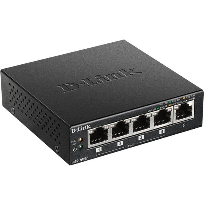 D-Link 5-Port Desktop Gigabit PoE+ Switch - DGS-1005P