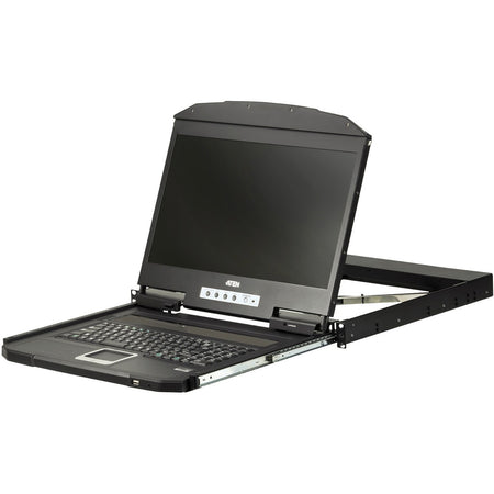 Aten 1U Ultra Short Depth Single Rail WideScreen LCD Console (USB / VGA)-TAA Compliant - CL3100NX
