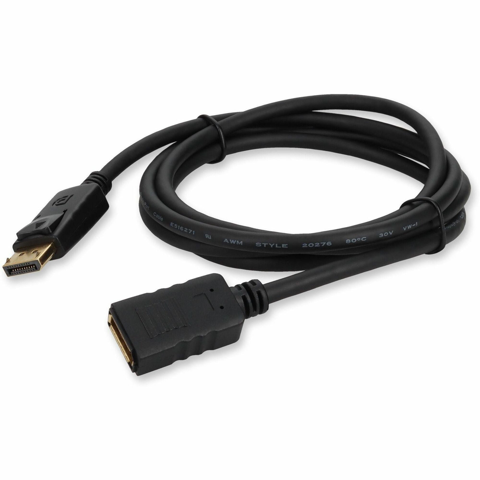 AddOn 6ft DisplayPort 1.2 Male to DisplayPort 1.2 Female Black Cable For Resolution Up to 3840x2160 (4K UHD) - DISPLAYPORTMF6F