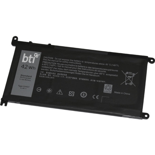 BTI 51KD7-BTI 11.4V 42WHR LI-ION BATTERY 051KD7, Y07HK, 0FY8XM, 51KD7, FY8XM CHROMEBOOK 11 3180, CHROMEBOOK 3189, CHROMEBOOK 11 3189, CHROMEBOOK 5190 2-IN-1, CHROMEBOOK 3100 2-IN-1, CHROMEBOOK 3180 - 51KD7-BTI