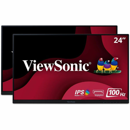 ViewSonic VA2456-MHD_H2 Dual Pack Head-Only 1080p IPS Monitors with 100Hz, Ultra-Thin Bezels, HDMI, DisplayPort and VGA for Home and Office - VA2456-MHD_H2