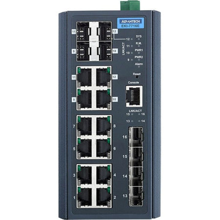 Advantech 8FE+4SFP+4G Combo port Managed Redundant Industrial Switch - EKI-7716E-4F4CI-AE