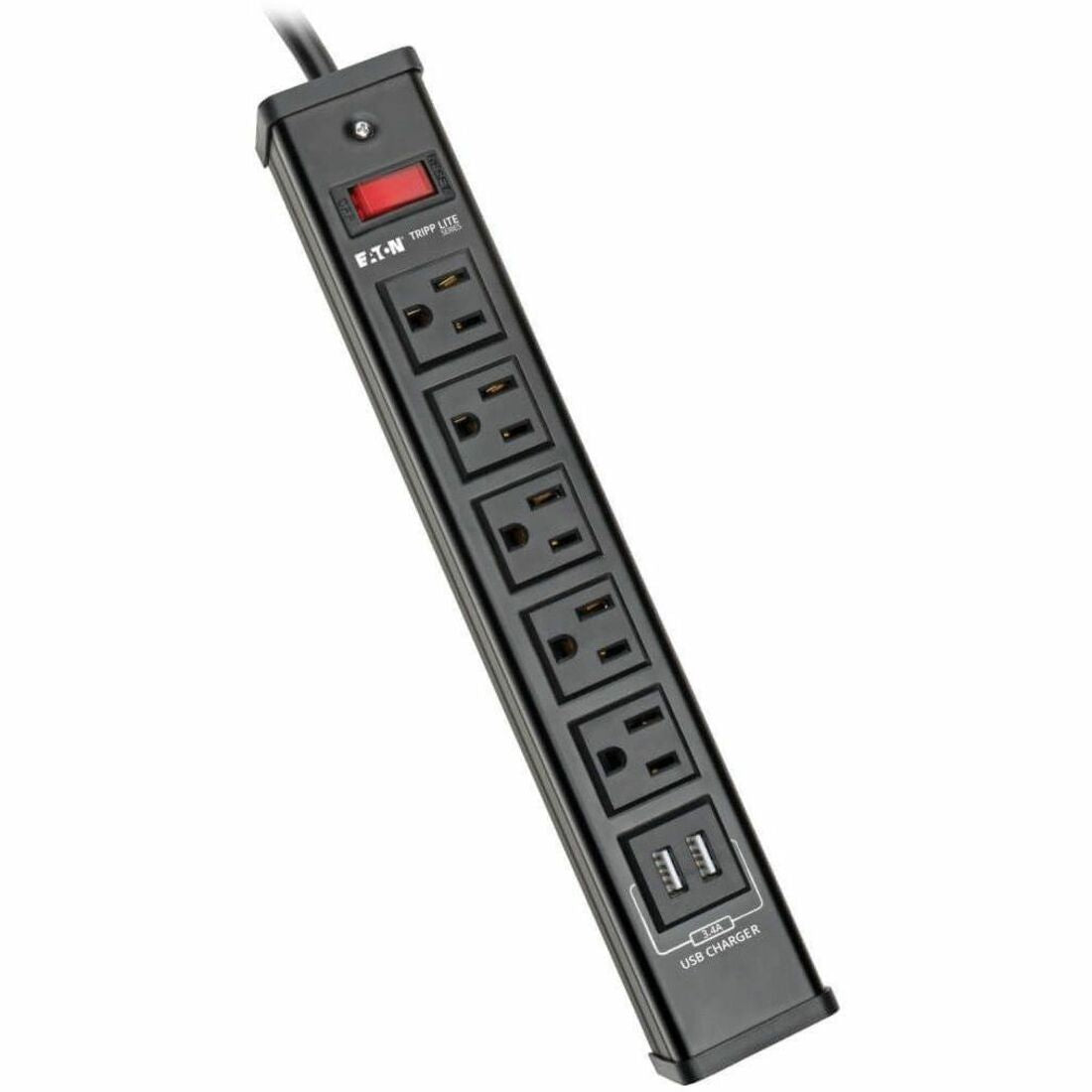 Eaton Tripp Lite Series 5-Outlet Surge Protector with 2 USB Ports (3.4A Shared) - 6 ft. (1.83 m) Cord, 450 Joules, Metal Housing - TLM526USBB