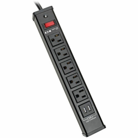 Eaton Tripp Lite Series 5-Outlet Surge Protector with 2 USB Ports (3.4A Shared) - 6 ft. (1.83 m) Cord, 450 Joules, Metal Housing - TLM526USBB