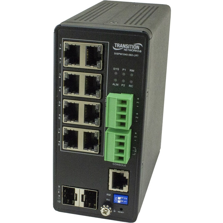 Transition Networks Managed Hardened Gigabit Ethernet PoE++ Switch - SISPM1040-582-LRT