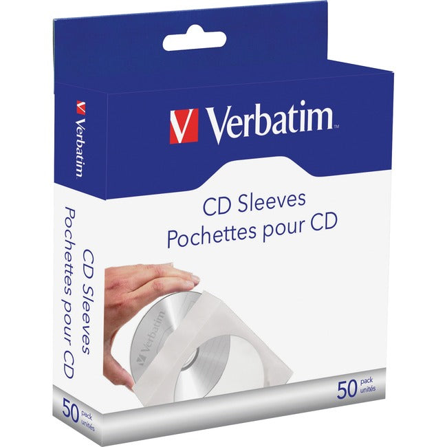 Verbatim CD/DVD Paper Sleeves with Clear Window - 50pk Box - 70126