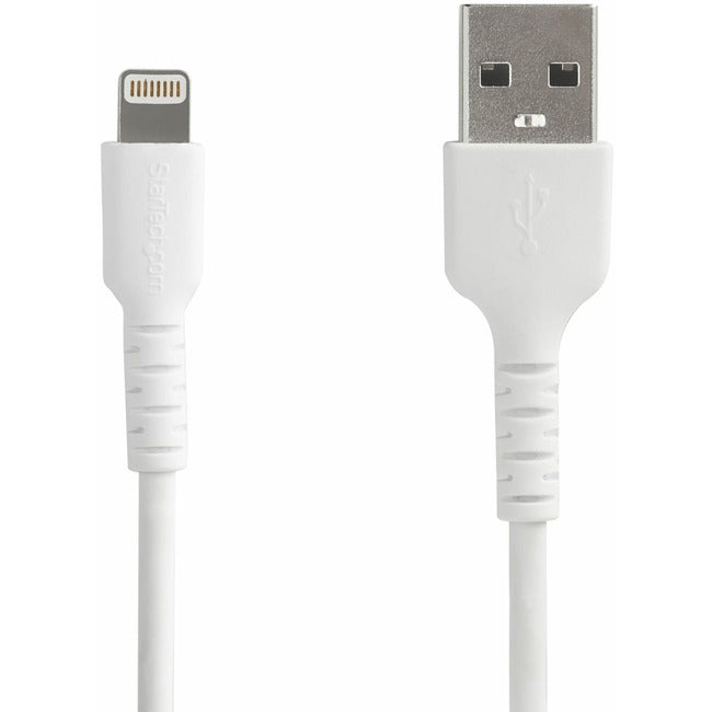 StarTech.com 6 foot/2m Durable White USB-A to Lightning Cable, Rugged Heavy Duty Charging/Sync Cable for Apple iPhone/iPad MFi Certified - RUSBLTMM2M