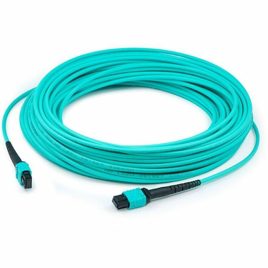 AddOn 80m MPO (Female) to MPO (Female) 12-Strand Aqua OM3 Fiber OFNR (Riser-Rated) Patch Cable - ADD-MPOMPO-80M5OM3