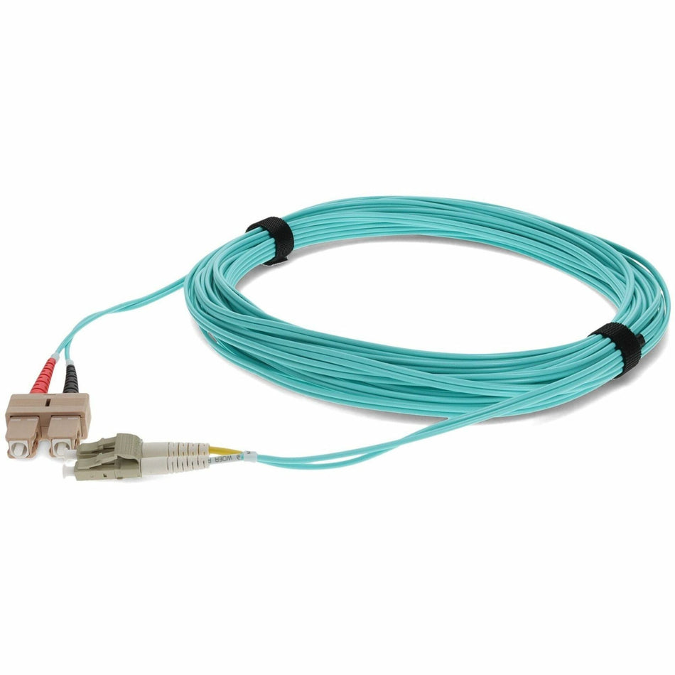 AddOn .3m LC (Male) to SC (Male) Aqua OM4 Duplex Fiber OFNR (Riser-Rated) Patch Cable - ADD-SC-LC-0.3M5OM4