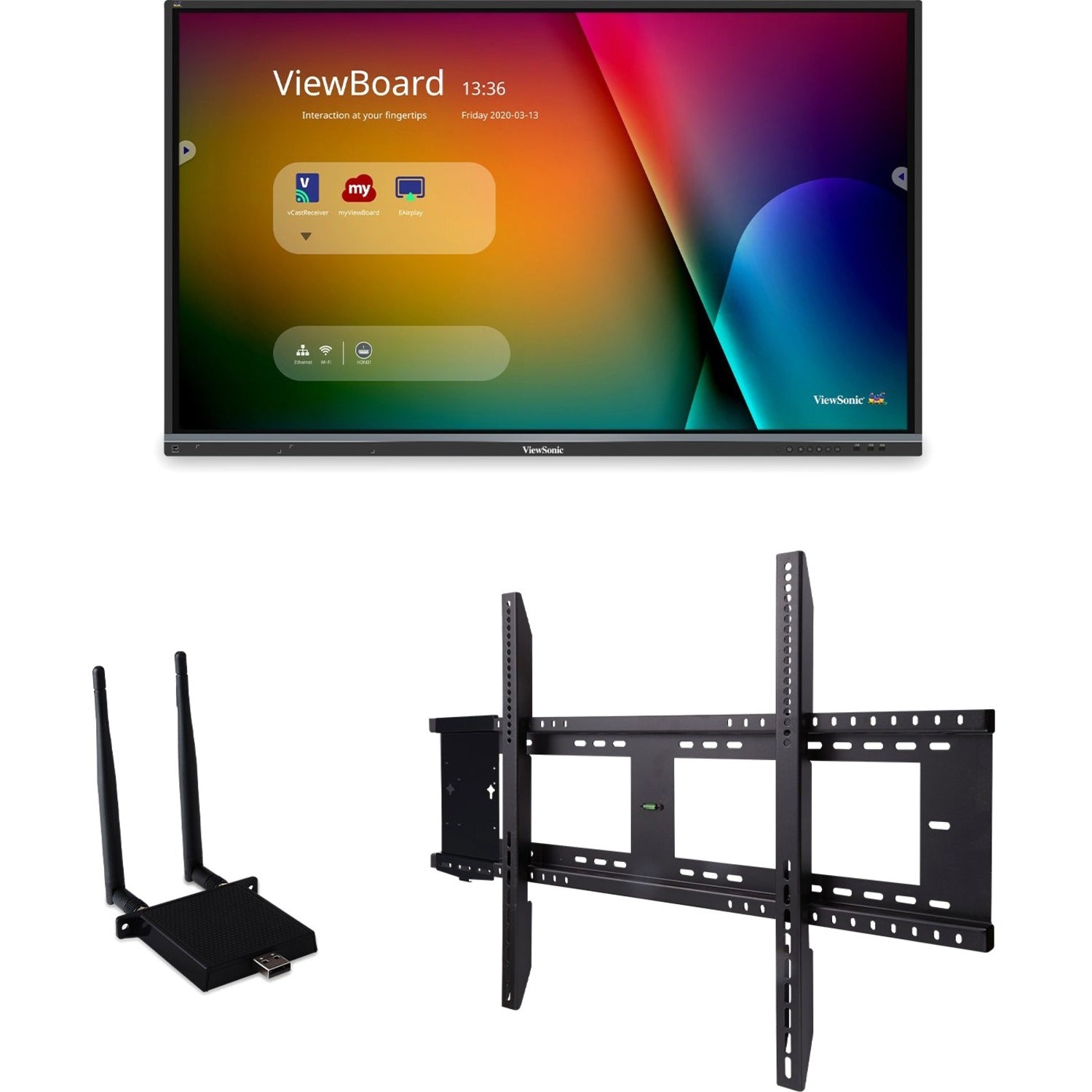 ViewSonic ViewBoard IFP5550-E1 - 4K Interactive Display with WiFi Adapter and Fixed Wall Mount - 350 cd/m2 - 55" - IFP5550-E1