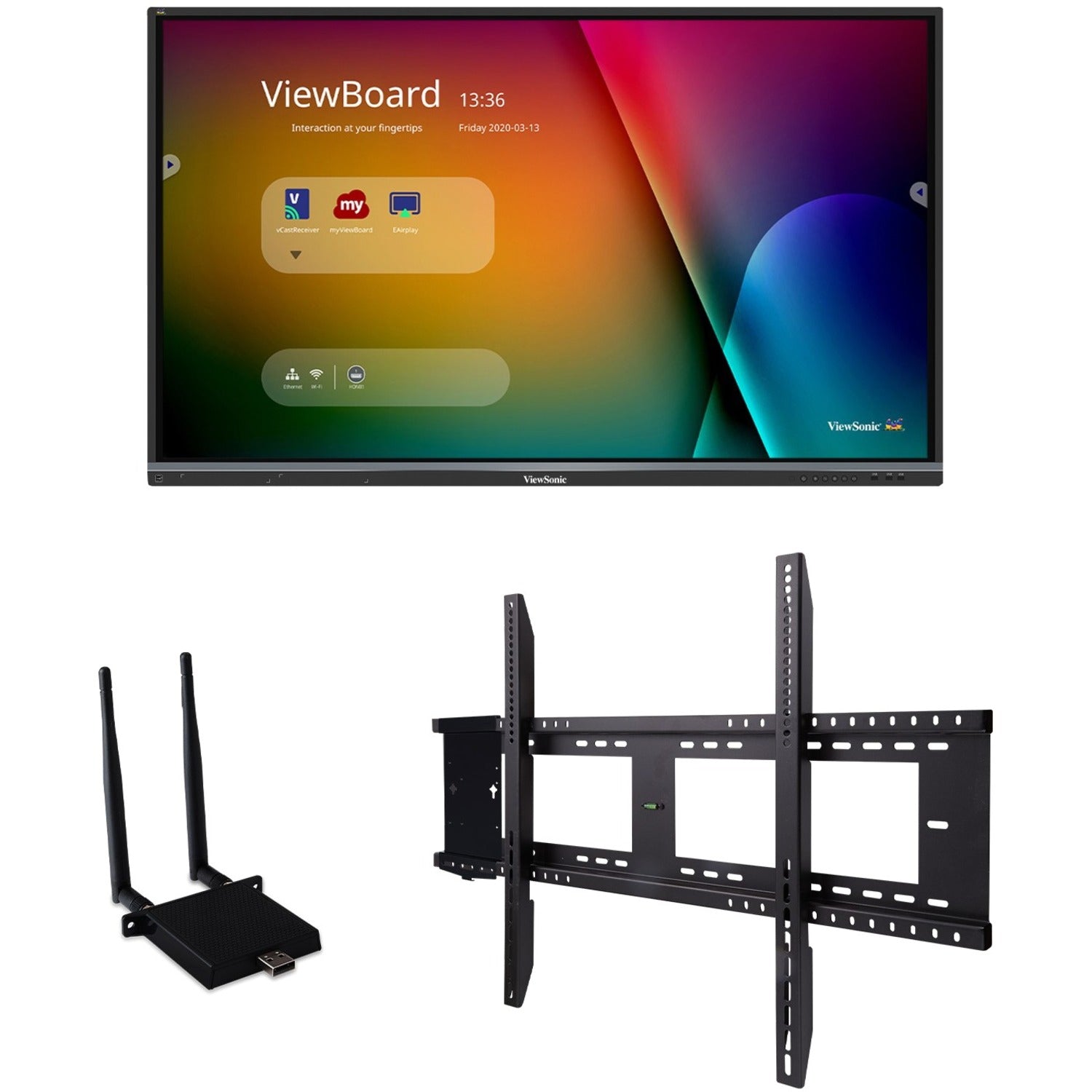 ViewSonic ViewBoard IFP6550-E1 - 4K Interactive Display with WiFi Adapter and Fixed Wall Mount - 350 cd/m2 - 65" - IFP6550-E1