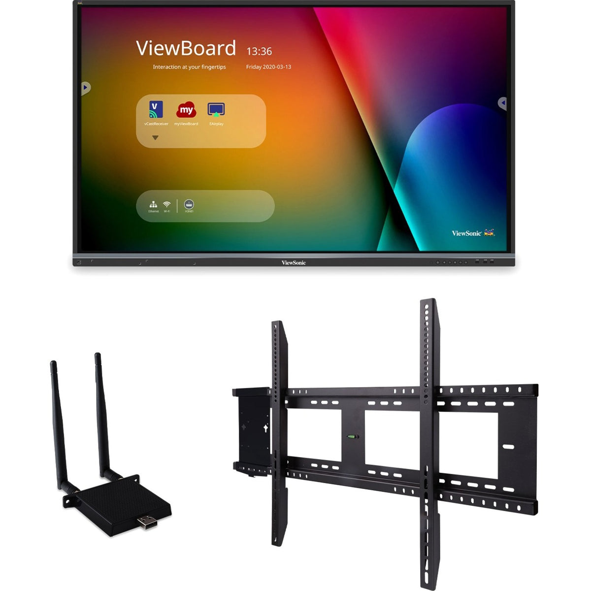 ViewSonic ViewBoard IFP7550-E1 - 4K Interactive Display with WiFi Adapter and Fixed Wall Mount - 350 cd/m2 - 75" - IFP7550-E1