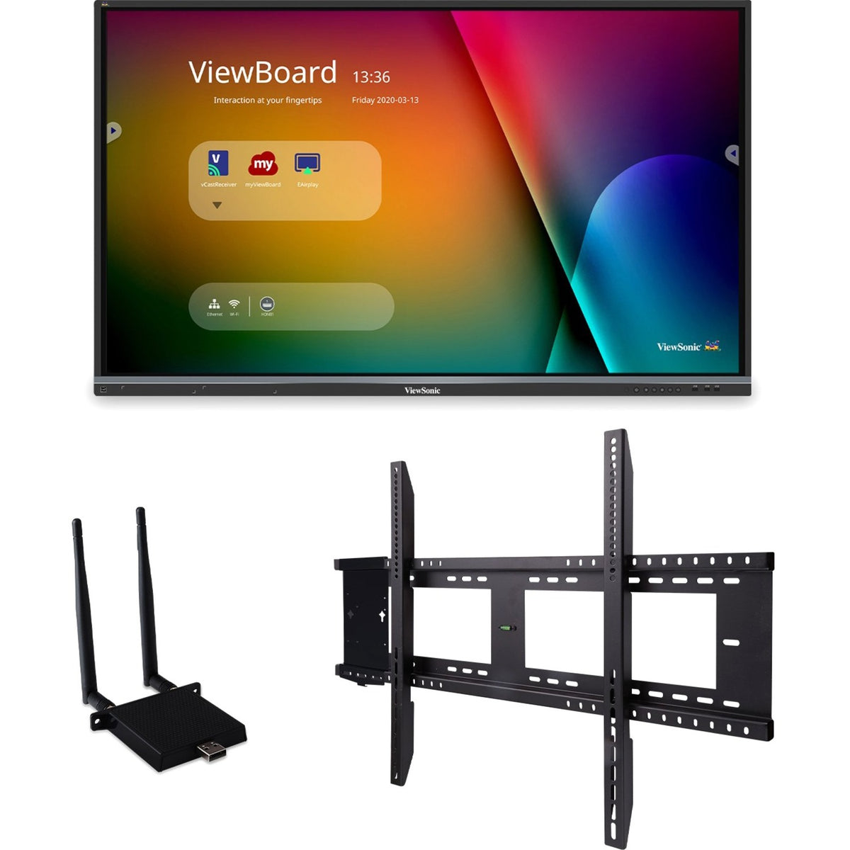 ViewSonic ViewBoard IFP8650-E1 - 4K Interactive Display with WiFi Adapter and Fixed Wall Mount - 350 cd/m2 - 86" - IFP8650-E1