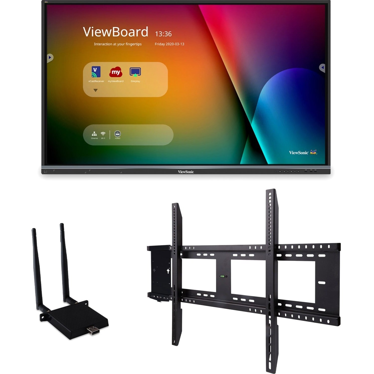 ViewSonic ViewBoard IFP8650-E1 - 4K Interactive Display with WiFi Adapter and Fixed Wall Mount - 350 cd/m2 - 86" - IFP8650-E1