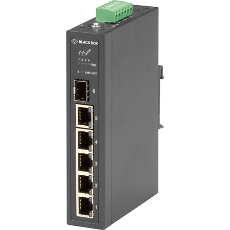 Black Box Industrial Ethernet PoE+ Switch - Unmanaged, Extreme Temperature, 6-Port - LPH3061A