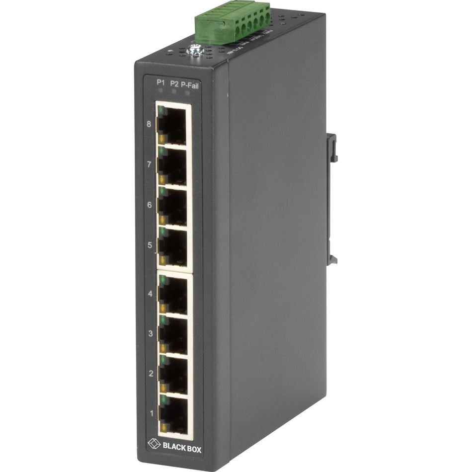 Black Box Industrial 10/100-Mbps Ethernet Switch - Unmanaged, Extreme Temperature, 8-Port - LBH3080A