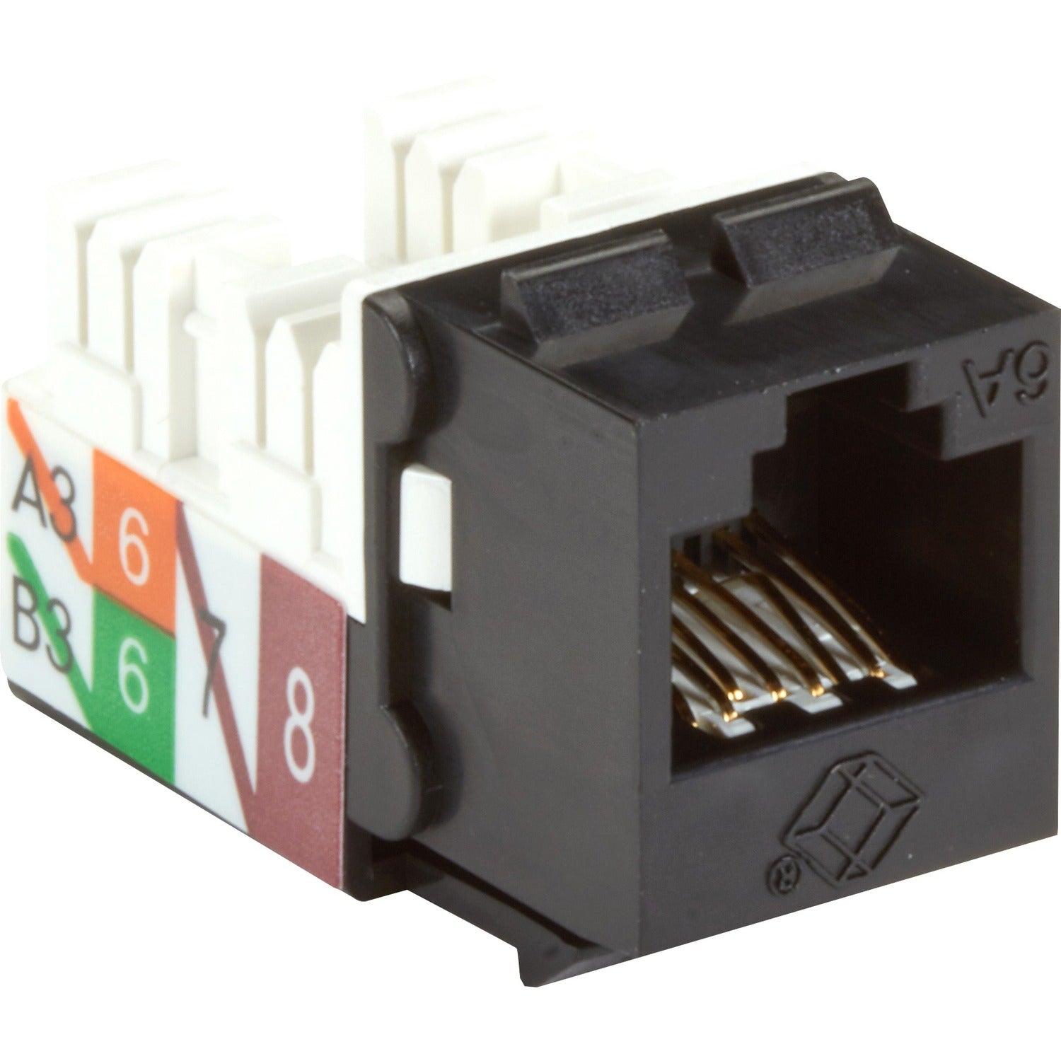 Black Box CAT6A Keystone Jack - Unshielded, RJ45, Black - C6AJA70-BK-R2