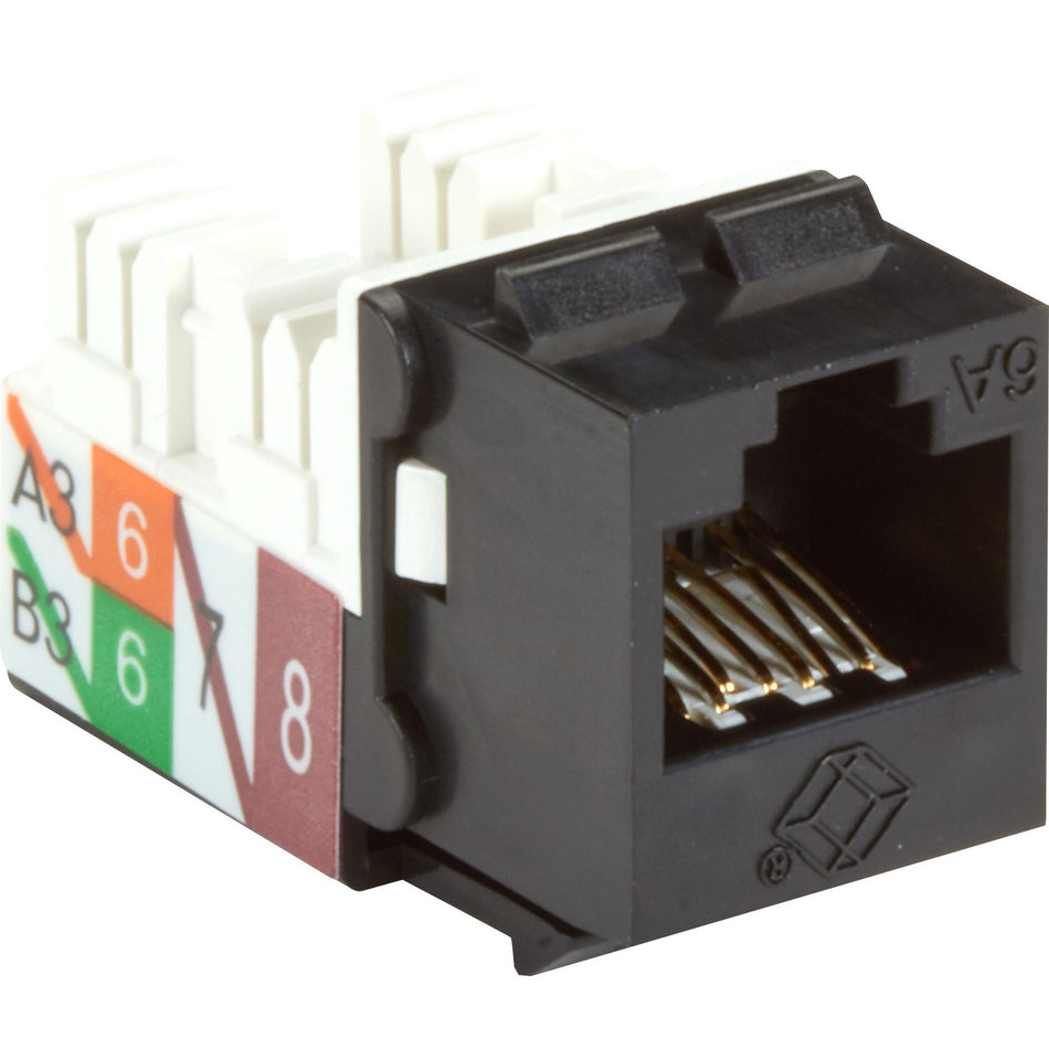 Black Box CAT6A Keystone Jack - Unshielded, RJ45, Black - C6AJA70-BK-R2