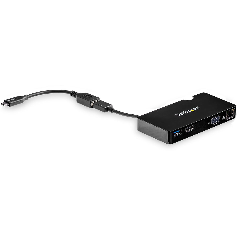 StarTech.com USB 3.0 Multiport Adapter + USB-C to USB-A Cable - Mac & Windows - For USB-A or USB-C laptops - HDMI & VGA - 1x USB-A Port - GbE - BNDDKT30CAHV