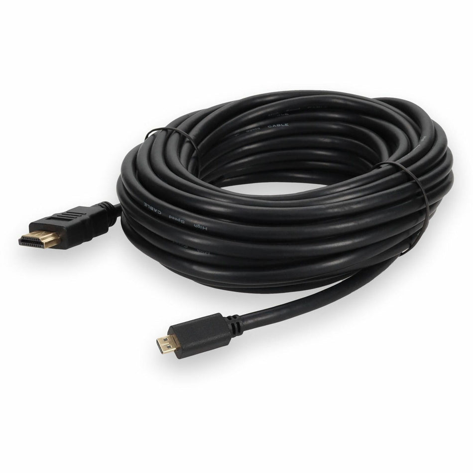AddOn 25ft HDMI 1.4 Male to Micro-HDMI 1.4 Male Black Cable For Resolution Up to 4096x2160 (DCI 4K) - HDMI2MHDMI25F