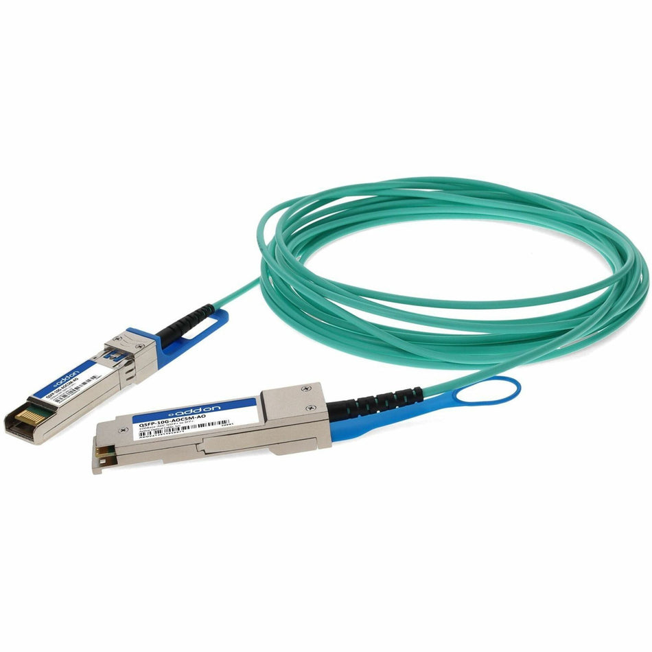 AddOn Cisco&reg; Compatible TAA Compliant 10GBase-AOC QSFP+ to SFP+ Active Optical Cable (850nm, MMF, 5m) - QSFP-10G-AOC5M-AO