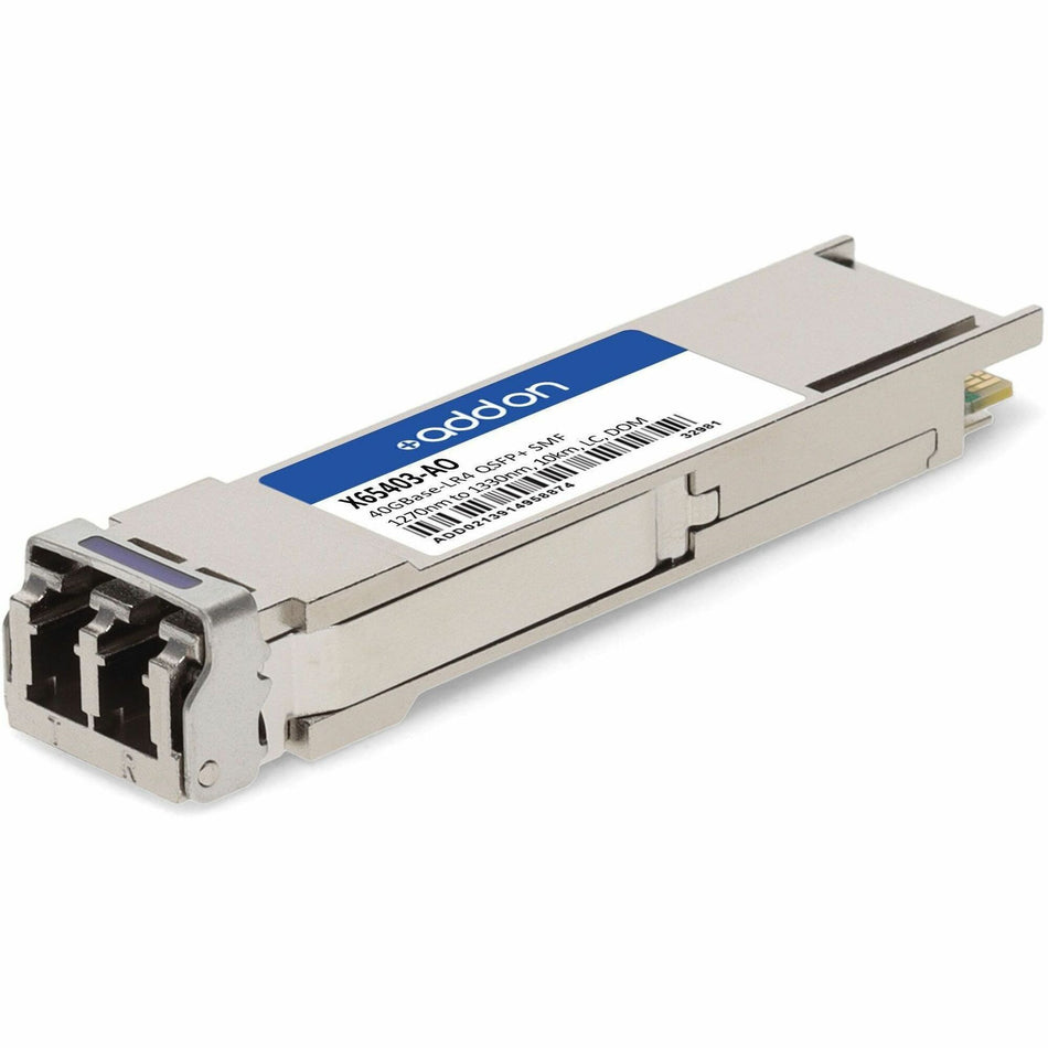 AddOn NetAPP&reg; X65403 Compatible TAA 40GBase-LR4 QSFP+ Transceiver (SMF, 1270nm to 1330nm, 10km, LC, DOM) - X65403-AO