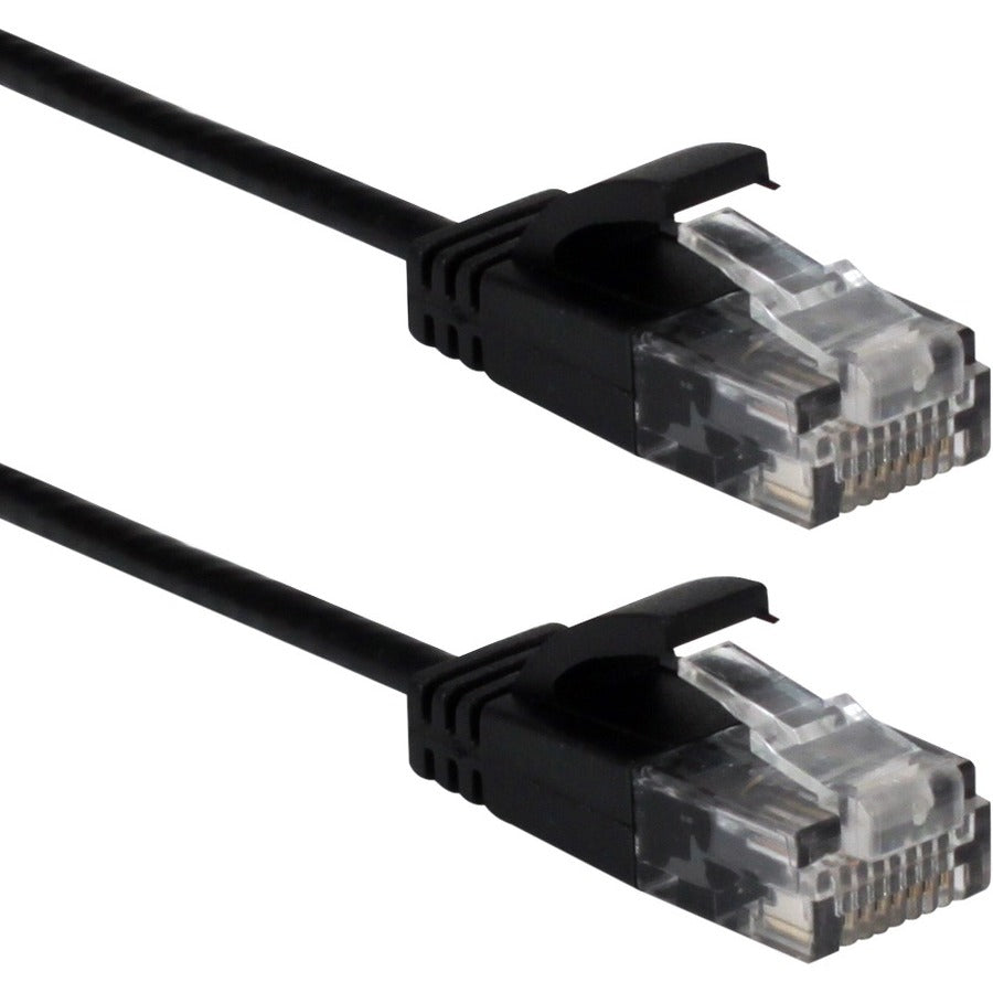 QVS 7ft Slim CAT6 Gigabit Ethernet Space Saver Black Patch Cord - CC715S-07BK