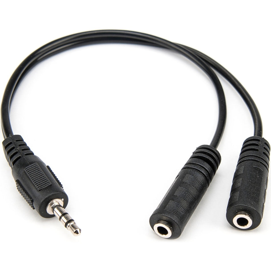 Rocstor Premium Slim Stereo Splitter Cable - 3.5mm Male to 2x 3.5mm Female - 1 x Mini-phone Male Stereo Audio - 2 x Mini-phone Female Stereo Audio - Nickel-plated Connectors - Black Cable 3.5mm TO 2x3.5mm M/F - Y10A217-B1