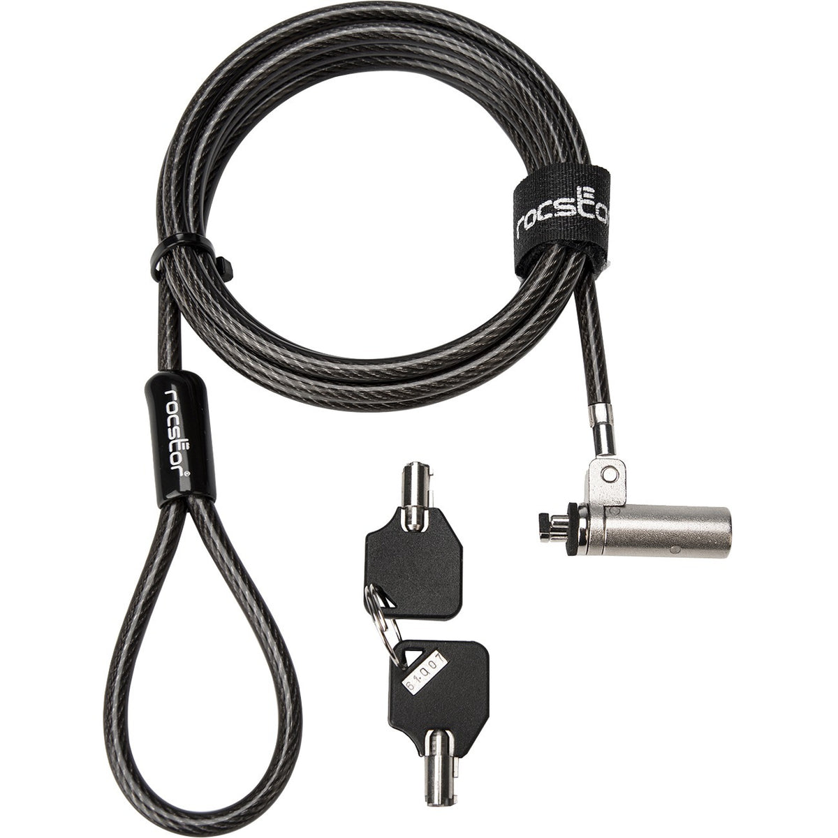Rocbolt R20 Slim Security Cable with Key Lock and (2) Keys - 10mm Lock Head for Thinnest Laptop, Ultrabook Devices - Galvanized Steel, Nickel, Zinc Alloy - 6 ft - Compatible with K65042L & K64434W - TAA COMPLIANT - FOR THINNEST LAPTOP & ULTRABOOK DEVICES LOCK SLOT SECURITY CABLE INCLUDES 2 KEYS - Y10C243-B1