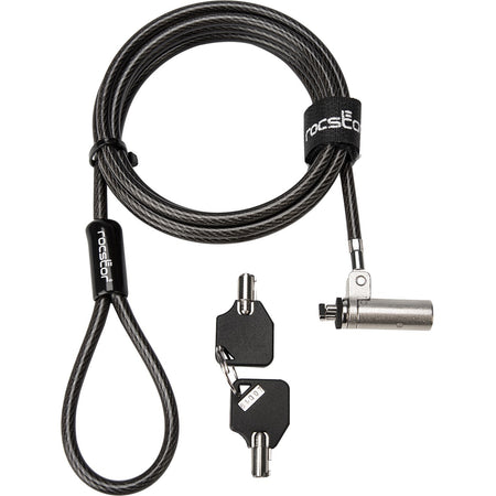 Rocbolt R20 Slim Security Cable with Key Lock and (2) Keys - 10mm Lock Head for Thinnest Laptop, Ultrabook Devices - Galvanized Steel, Nickel, Zinc Alloy - 6 ft - Compatible with K65042L & K64434W - TAA COMPLIANT - FOR THINNEST LAPTOP & ULTRABOOK DEVICES LOCK SLOT SECURITY CABLE INCLUDES 2 KEYS - Y10C243-B1