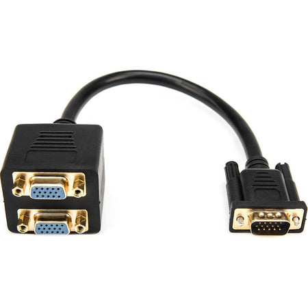 Rocstor Premium 1 ft VGA to 2x VGA Video Splitter Cable M/F - DB-15 Male - DB-15 Female - Black - Y10A209-B1