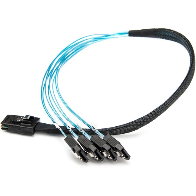 Rocstor Premium 20in Serial Attached SCSI SAS Cable - SFF-8087 to 4x Latching SATA - SAS/SATA for Hard Drive - 20in / 50cm - 1 Pack - SFF-8087 Male SAS - Male SATA - Blue SFF-8087 TO 4X SATA Cable - Y10C251-BL1