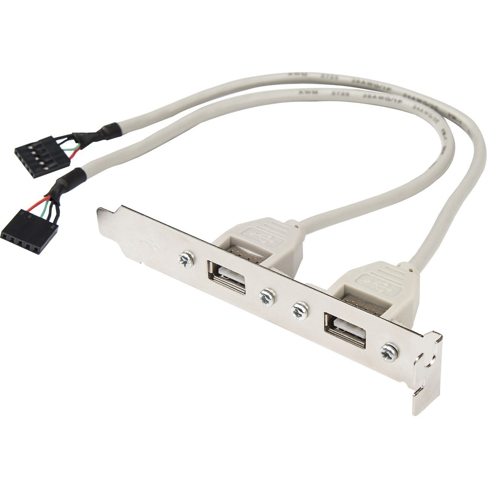 Rocstor Premium 8in 2 Port USB Type A Female Low Profile Slot Plate Adapter - 2 x USB Type A Female Ports - 2 x IDC-5 Female Connectors Low Profile USB A (F) - Y10A213-GY1