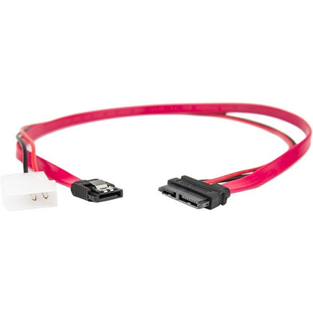 Rocstor Premium 20in / 50cm Slimline SATA to SATA with LP4 Power Cable Adapter - 20 W/ LP4 Power Cable Adapter - Red - Y10C252-R1