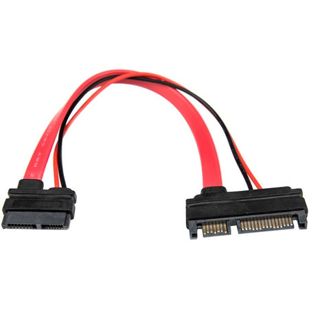 Rocstor Premium 6in Slimline SATA to SATA Adapter with Power - F/M - SATA for Optical Drive, Motherboard - 6" - 1 Pack - 1 x SATA - 1 x SATA - Red - Adapter with Power - Y10C253-R1