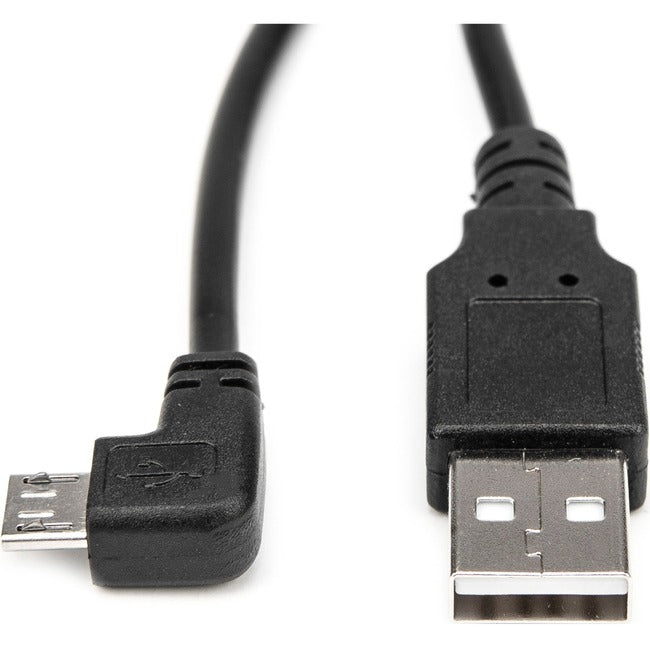 Rocstor Premium 3ft Micro USB Cable - A to Right Angled Micro B - USB Type A Male - Micro USB Type B Male - 1ft - Black USB Cable - Y10C222-B1