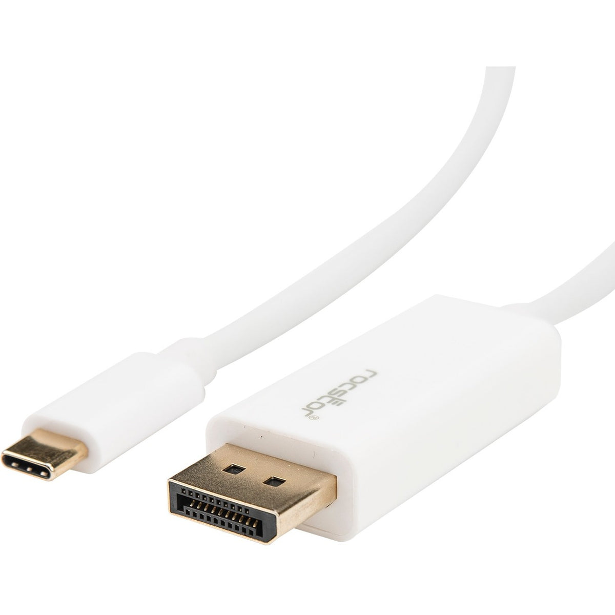 Rocstor Premium 6ft / 2m USB Type C to DisplayPort Cable - USB C to DP Cable - 4K 60Hz - White - DisplayPort/USB for Video Device, Monitor, Workstation, Projector, MacBook, Chromebook, Notebook, Ultrabook, TV - 6ft - 1 Pack - 1 x Type C Male USB - 1 x DisplayPort Female Digital Video - White USB C TO DP Adapter Cable - Y10C240-W1