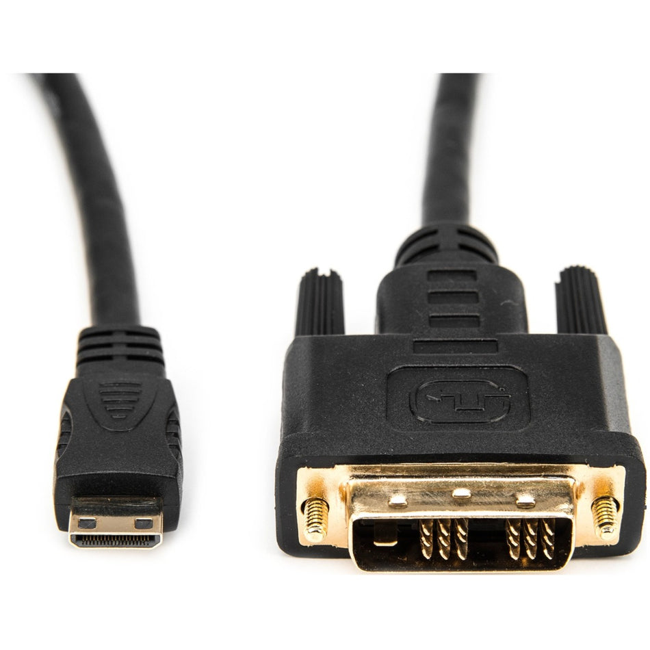 Rocstor Premium 3ft Mini HDMI to DVI-D Cable - M/M - DVI/HDMI for Audio/Video Device, Projector, Notebook, Tablet PC, Camera - 3ft - 1 Pack - 1 x HDMI (Mini Type C) Male Digital Audio/Video - 1 x DVI-D Male Digital Video - Gold Plated Connector - Gold Plated Contact - Shielding - Black - 1920X1200 - Y10C246-B1
