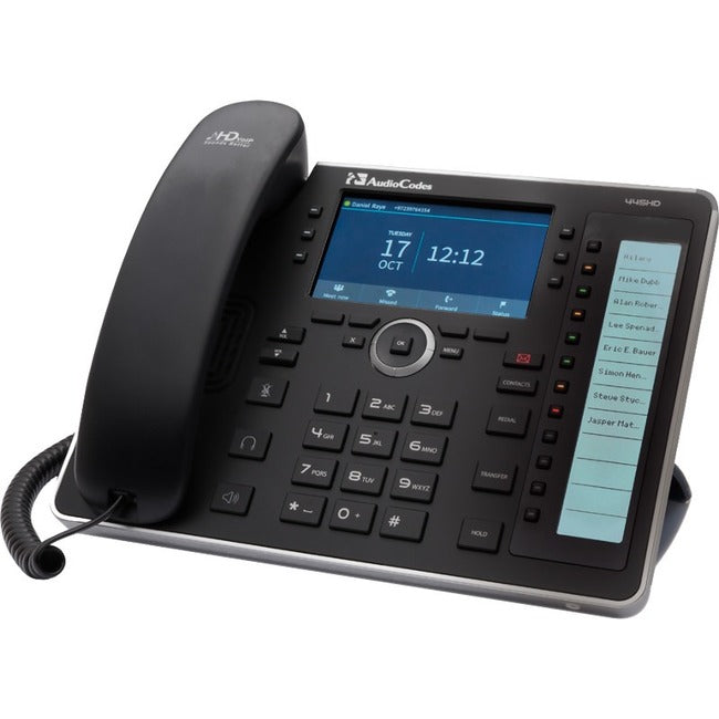 AudioCodes 445HD IP Phone - Corded - Corded/Cordless - Wi-Fi, Bluetooth - Black - UC445HDEPSG-BW