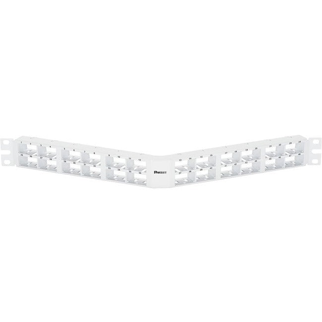 PanNet Mini Com 48-port Modular High Density Angled Patch Panel in White, (1RU) - CPPA48HDWWH