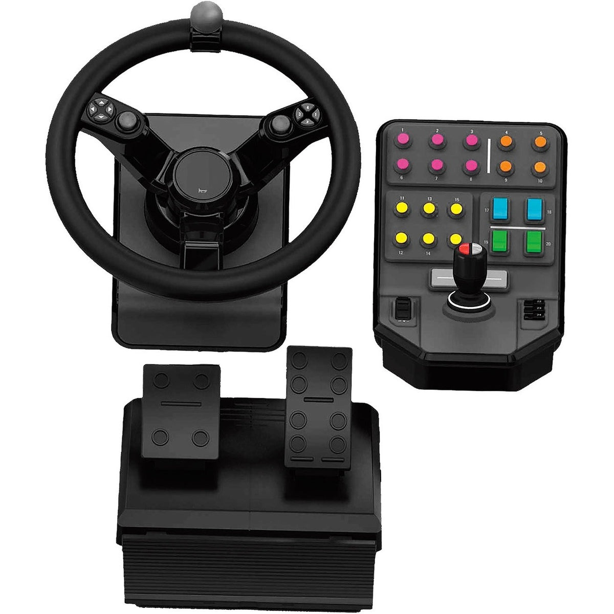 Logitech G Heavy Equipment Bundle Simulation Wheel, Pedals and Side Panel Control Deck - 945-000063