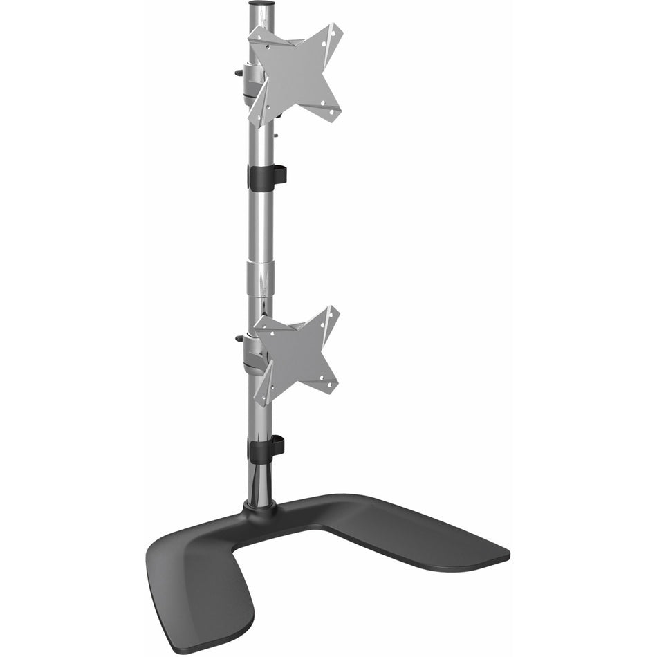 StarTech.com Vertical Dual Monitor Stand, Free Standing Height Adjustable Stacked Monitor Stand up to 27" (17.6lb/8kg) VESA Mount Displays - ARMDUOVS