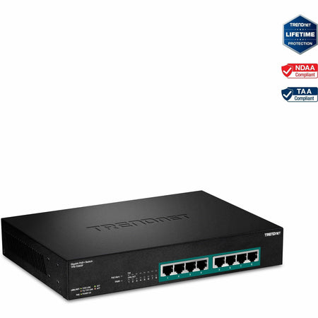 TRENDnet 8-Port Gigabit Full Power Poe+ Switch; 8 x Gigabit PoE+ Ports; 240W Power Budget; 16Gbps Switching Capacity; Rack Mountable; Ethernet Network Switch; Metal; Lifetime Protection; TPE-TG80F - TPE-TG80F