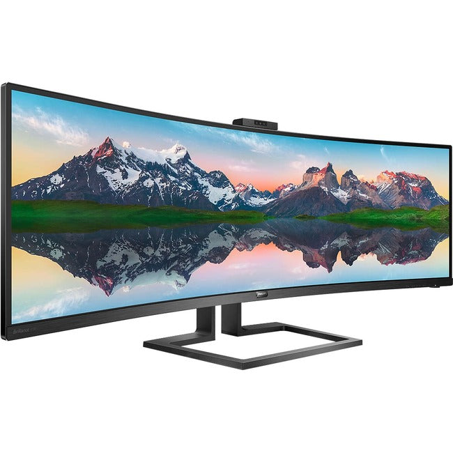 Philips Brilliance 499P9H 49" Class Webcam Dual Quad HD (DQHD) Curved Screen LCD Monitor - 32:9 - Textured Black - 499P9H