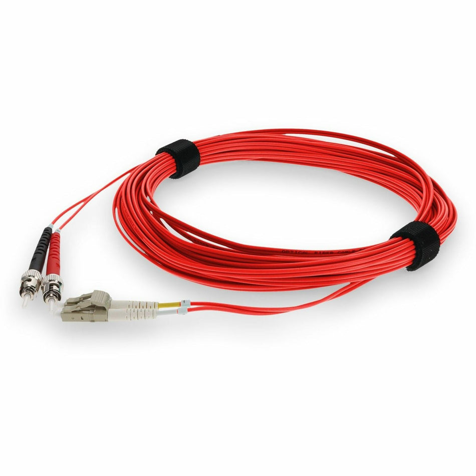 AddOn 3m ST to LC Red OM4 Duplex OFNR (Riser-Rated) Fiber Patch Cable - ADD-ST-LC-3M5OM4-RD